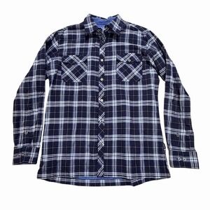 KÜHL Plaid Button-Up‎ Shirt Men's Size M Navy Blue White Long